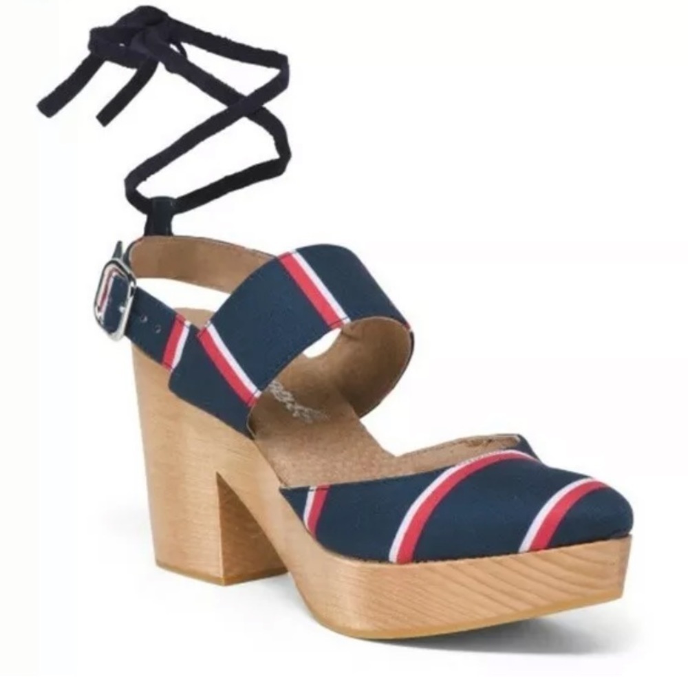 Navy Striped Platform Sandals